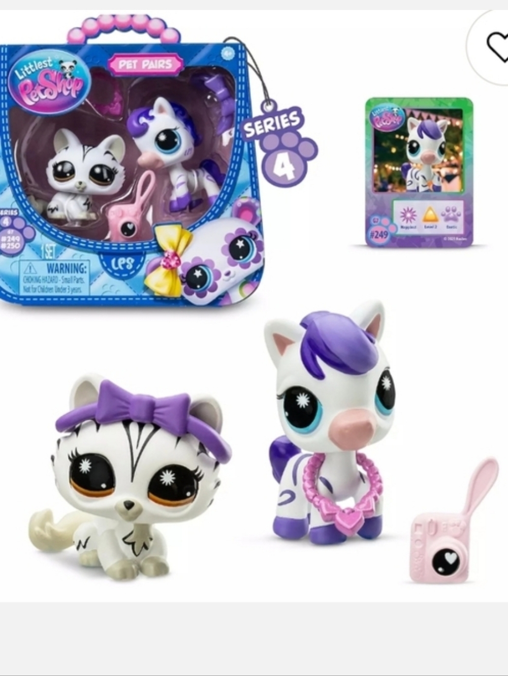 Littlest Pet Shop White & Purple Unicorn and Zebra Pet Pair